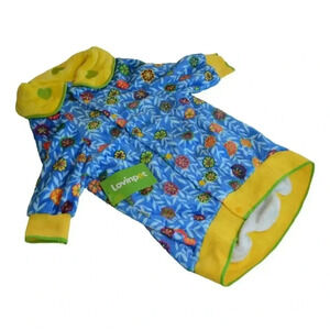 Lovinpet XL Dog Pajamas Blue Floral Print Soft Polyester Snap Buttons Cozy Fit